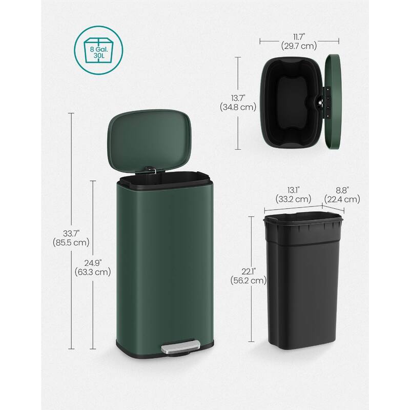 Stainless Steel Step Open Trash Can with Hinged Lid