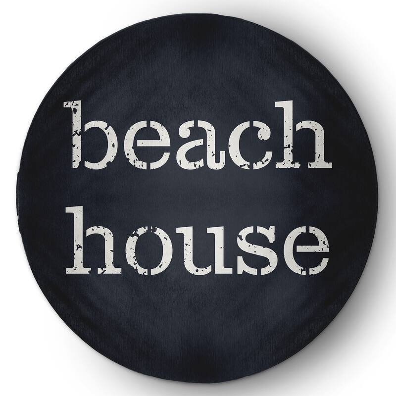 Beach House Nautical Indoor/Outdoor Rug - Shark Blue - 5' Round