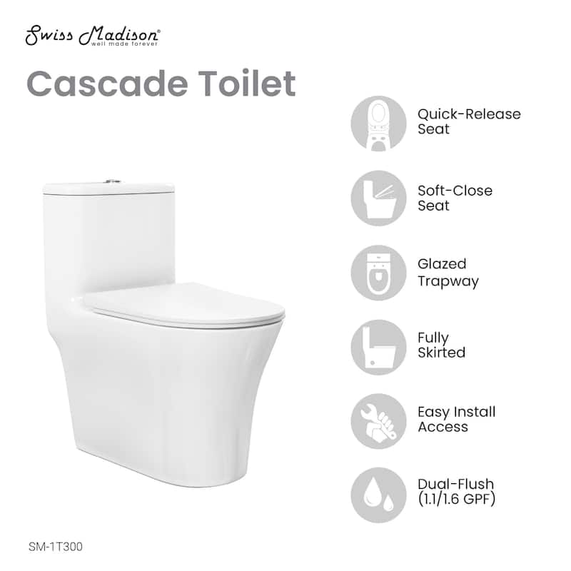 Swiss Madison SM-1T300 Cascade 1.6 GPF Dual Flush One Piece Round