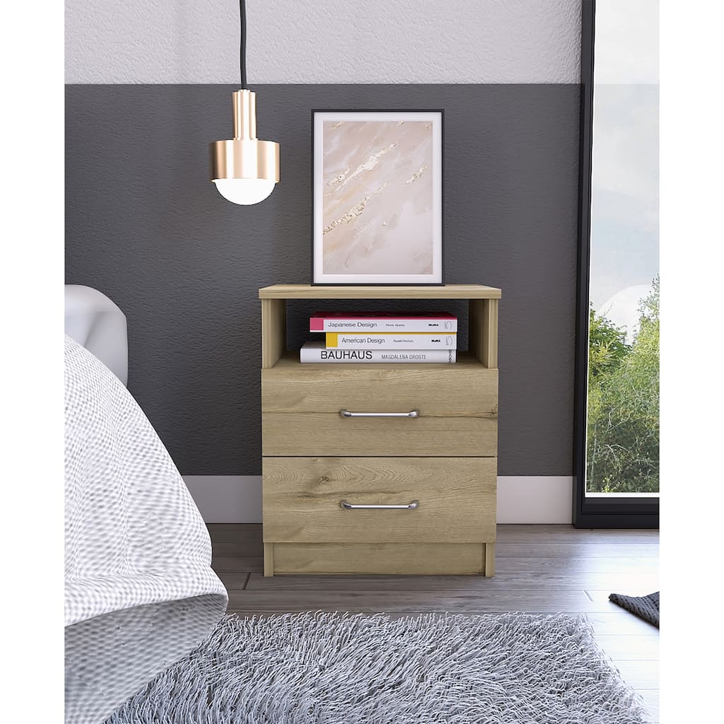 Rectangle Nightstand with 2-Drawer 1-Shelf