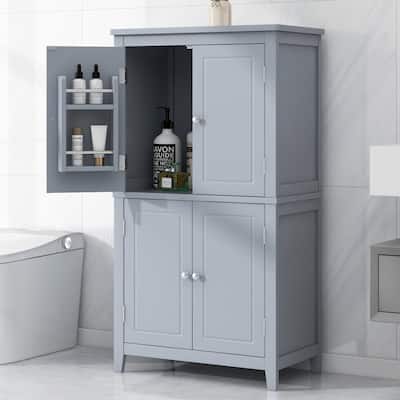 23.6 in. W x 43.3 in. H MDF Freestanding Linen Cabinet with Adjustable Shelves