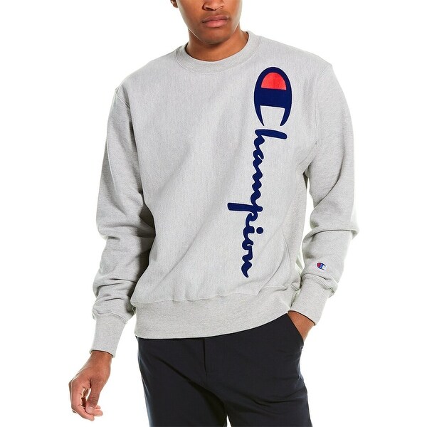 Champion Oversized Flocked Script Reverse Weave Sweatshirt. Opens flyout.