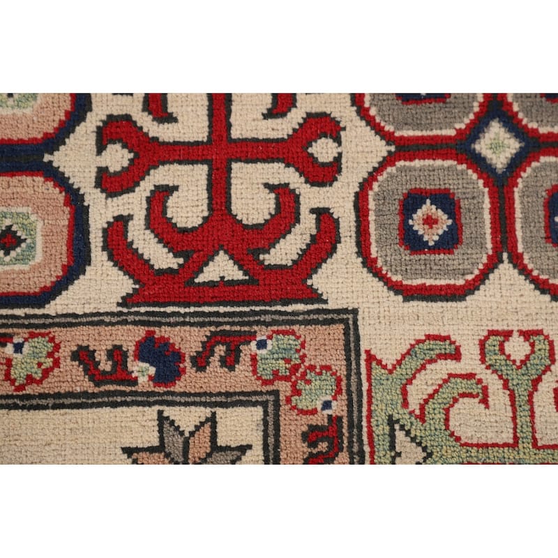 Geometric Kazak Oriental Area Rug Handmade Dining Room Wool Carpet - 6'6" x 10'0"