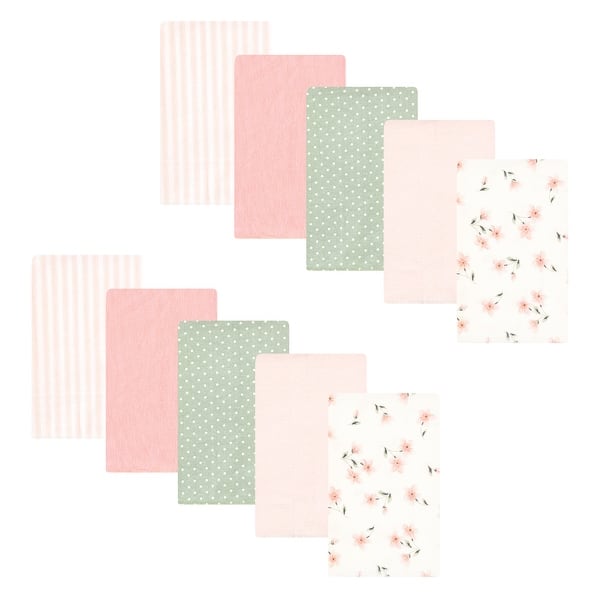 slide 1 of 1, Hudson Baby Infant Girl Cotton Flannel Burp Cloths, Pink Dainty Floral 10 Pack, One Size - Pink Dainty Floral 10 Pack - One Size One Size - Pink Dainty Floral 10 Pack