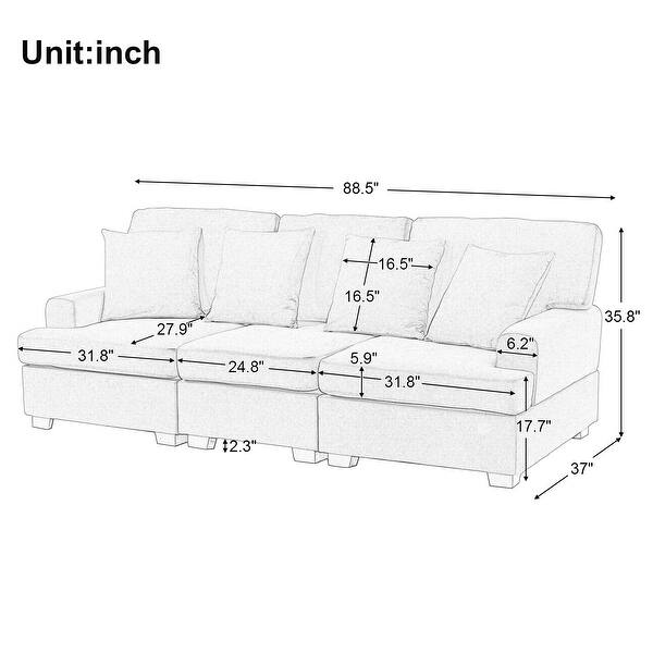 3 Seat Sofa with Removable Back and Seat Cushions Bed Bath & Beyond