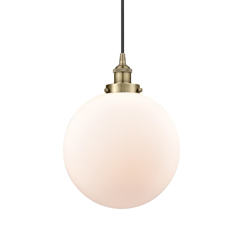 Innovations Lighting 616-1PH-16-12 Beacon Pendant Beacon 12" Wide - Antique Brass / Matte White