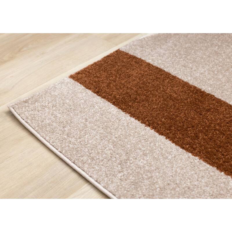 Marley Collection - Abstract Geometric Taupe Oxblood Area Rug