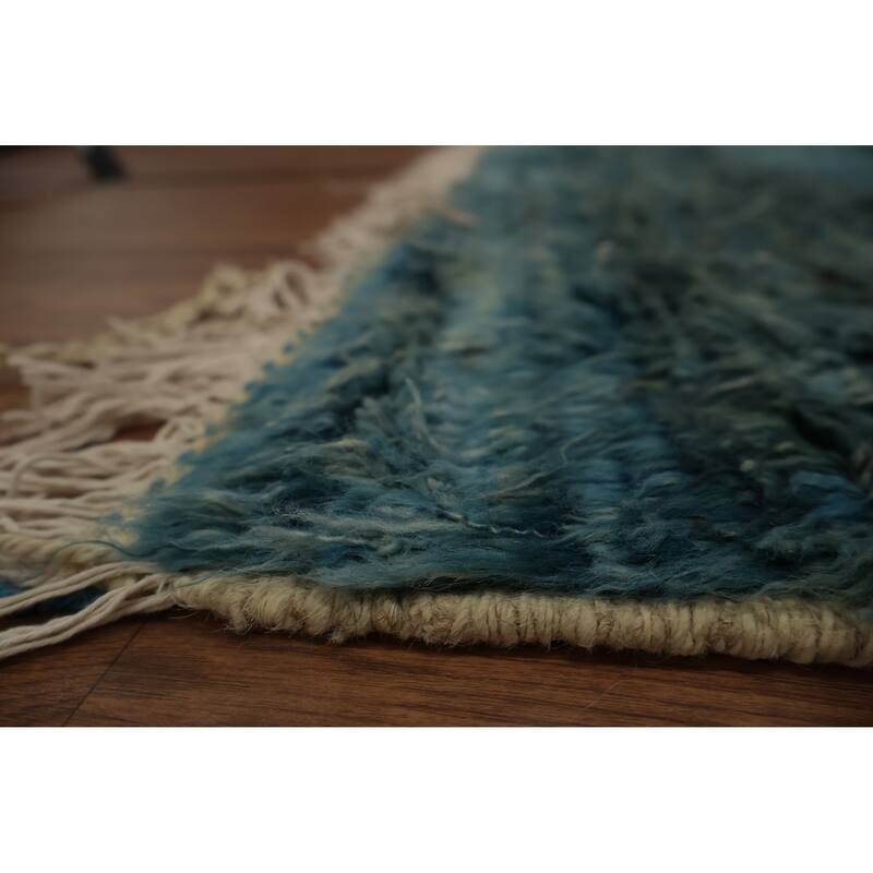 Hand Knotted Oriental 100% Wool Carpet Modern Stripe Multi-Colored Moroccan Area Rug - 9' 10'' X 6' 10''