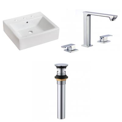 American Imaginations 21-in. W Above Counter White Vessel Set For 3H8-in. Center Faucet