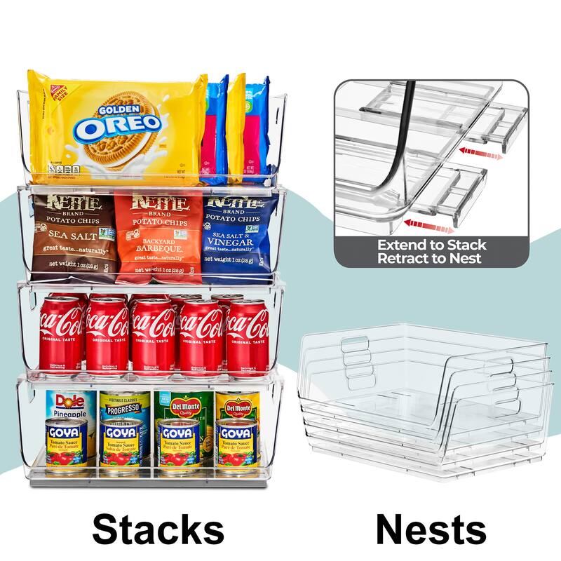 Sorbus Stackable Storage Bins Acrylic Open Front Clear Stackable Storage Bins for Pantry Kitchen (Large)