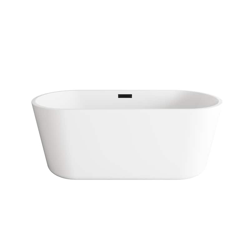 Odell Soaking Bathtub in Glossy White - Glossy White with Matte Black Trim - 22"