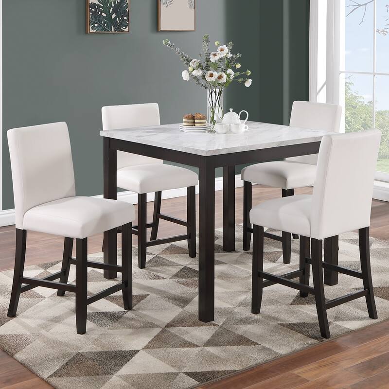5 Piece Counter Height Dining Set with Footrest