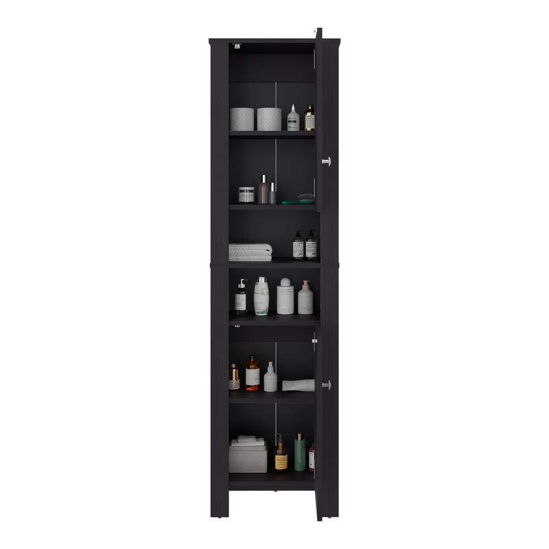 Bathroom Cabinet 63.3" H, 2 Doors, 6 Shelves, Black Wengue - Bathroom