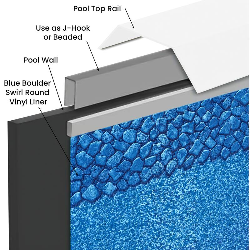 15' Blue Boulder Swirl Round Overlap Above Ground Swimming Pool Liner