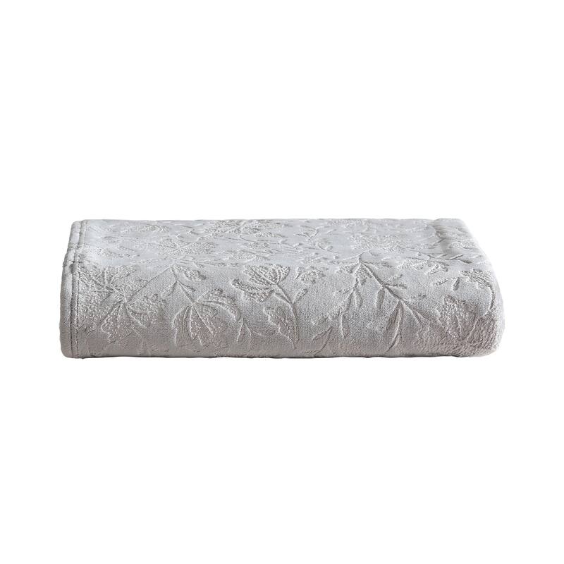 Eddie Bauer Woodblock Floral Embossed Signature Plush Throw Blanket