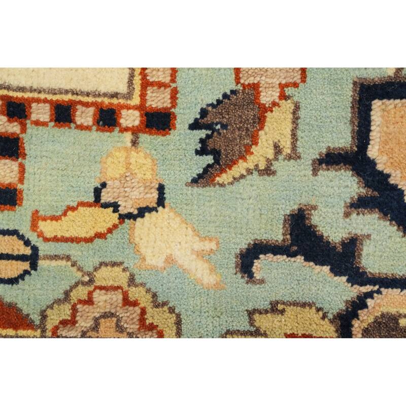 Hand Knotted Oriental 100% Wool Carpet Transitional Medallion Beige & Ivories Oushak Area Rug - 13' 9'' X 9' 10''