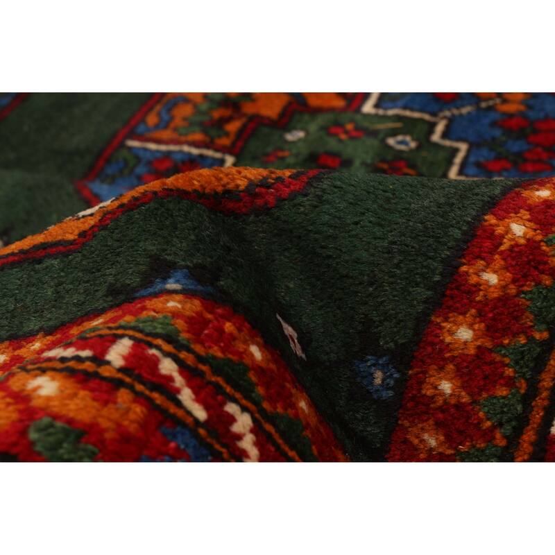 ECARPETGALLERY Hand-knotted Uzbek Kargahi Green Wool Rug - 6'9 x 9'6