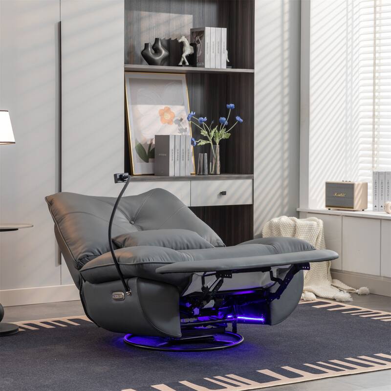 Swivel Power Recliner Chair with USB Port and Atmosphere Lamp