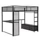 preview thumbnail 7 of 24, Full Size Gaming Loft Bed with LED Light and Desk, Metal Kids Teens Bed Frame with Clothes Rod and 3 Storage Drawers