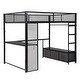 preview thumbnail 29 of 28, LED Design Full Size Metal Loft Bed with Desk,Open Wardrobe and 3 Linen Storage Drawers