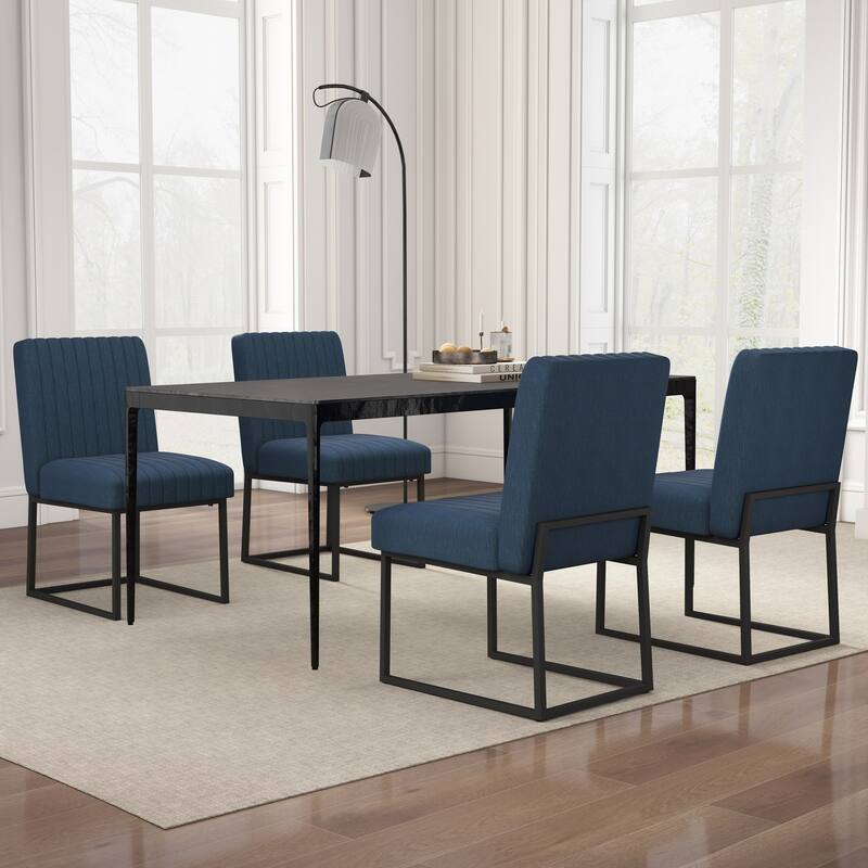 Mid Century Modern Dining Chair with Black Metal Legs