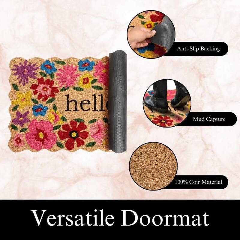 A1HC Natural Coco Coir Door Mat with Heavy Duty Non-Slip PVC Backing 18" x 30"