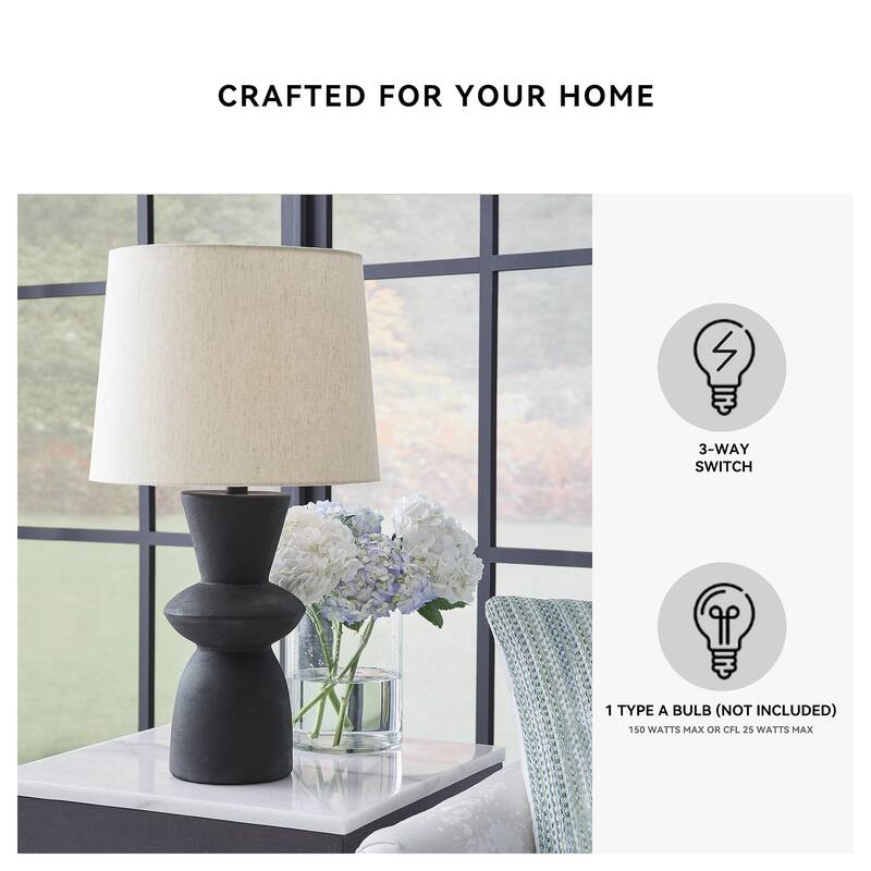 Signature Design by Ashley Scarbot Distressed Black Table Lamp (Set of 2) - 13.5" W x 13.5" D x 26" H