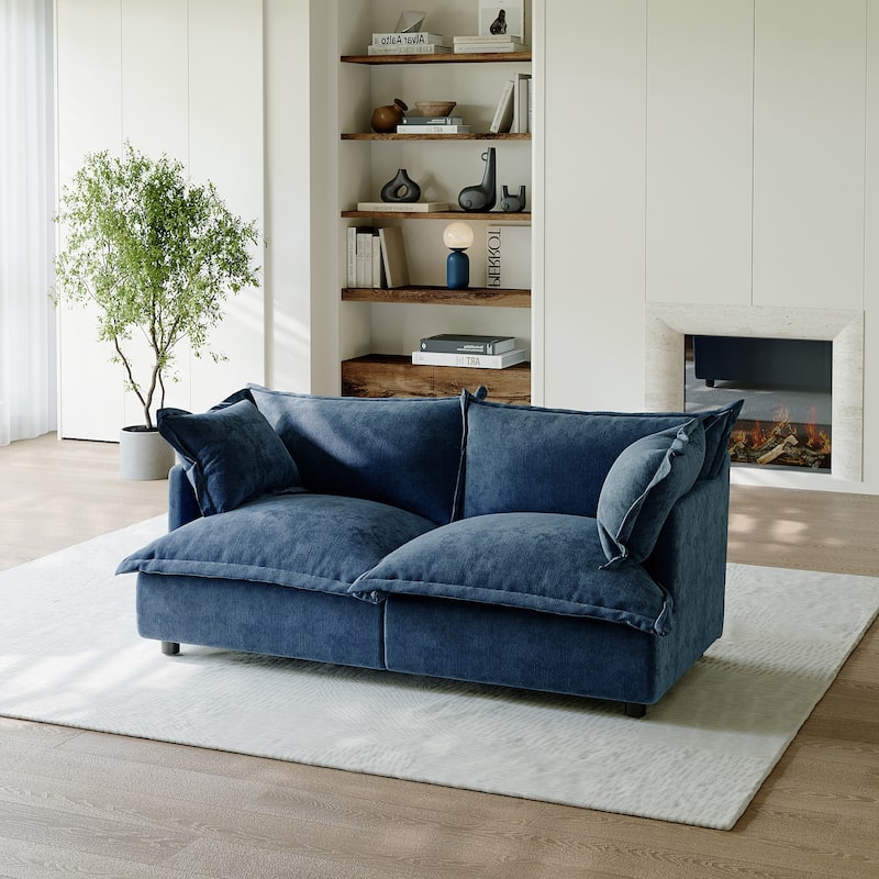 80"W Upholstered Chenille Comfy Cloud Couch Modular Sectional Sofa