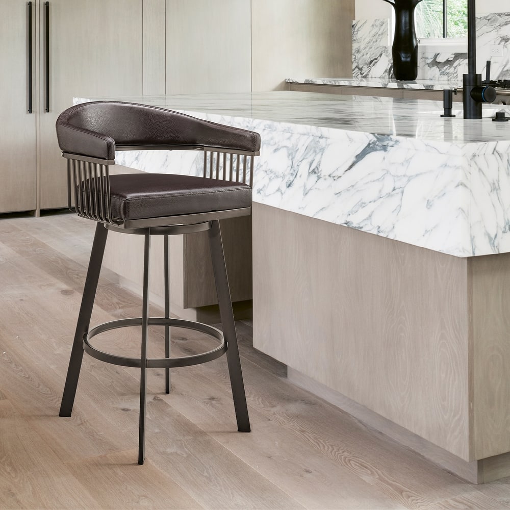 Chelsea Modern Swivel Barstool, Upholstered Counter Height Chair with Metal Frame