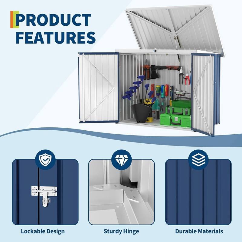 Outdoor Trash Can Storage Box with Lock Latch for Backyard, Patio & Garden Tool Organization