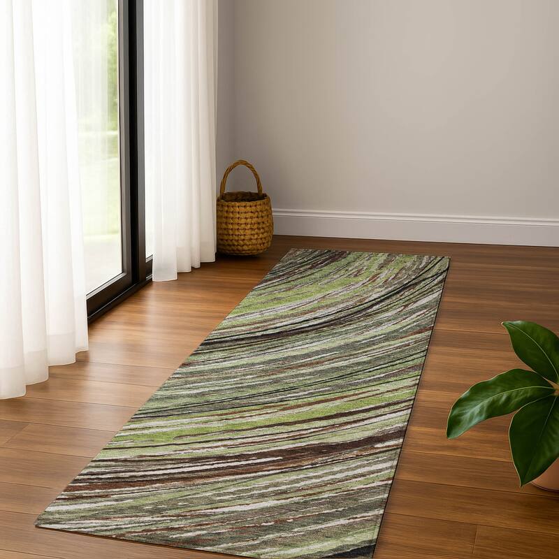 Premium Washable Super Soft Contemporary Horizon Mayfield Rug - Aloe - 2'3" x 7'6"