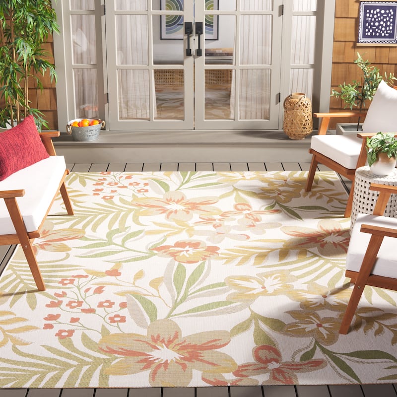 SAFAVIEH Courtyard Aisling Indoor/Outdoor Waterproof Patio Backyard Rug - 8' x 10' - Beige/Rust