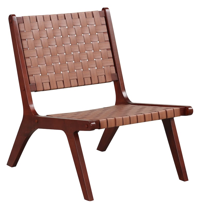 Woven Leather Accent Chairs with Wood Frame - 1 Piece