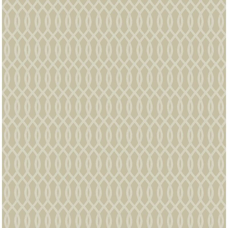 Seabrook Designs Lauressa Mini Ogee Unpasted Wallpaper - 20.5 in W x 33 ft. L - Metallic Eggshell & Sand