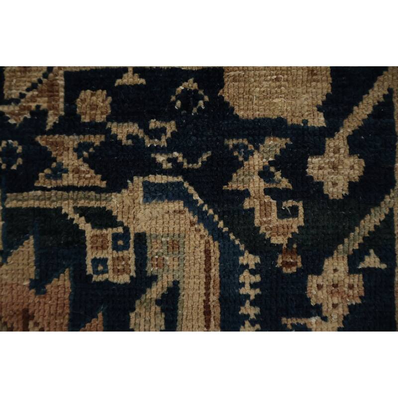 Hand Knotted Oriental 100% Wool Carpet Traditional Tribal Navy Blue & Blues Bakhtiari Area Rug - 10' 4'' X 5' 5''