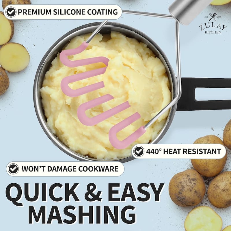 Zulay Kitchen Non-Scratch Potato Masher Kitchen Tool