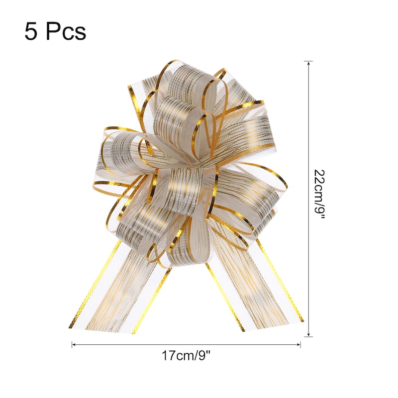 5pcs 7 Inch Large Pull Bow Gift Wrapping Bows Ribbon Organza Bows - White - 7 Inch