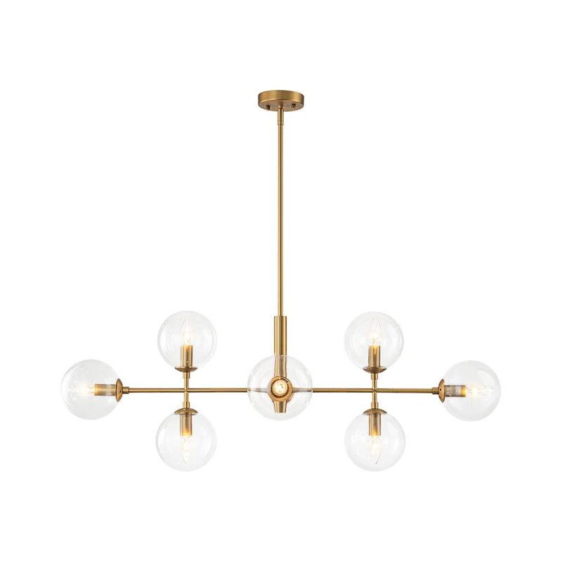 Mid-Century 8-Light Clear Glass Globe Sputnik Island Chandelier