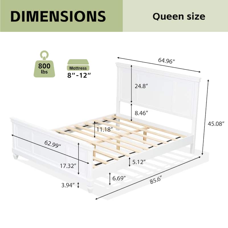 Christopher Knight Home - Elsa Elegant White Solid Wood Platform Bed with Farmhouse Style