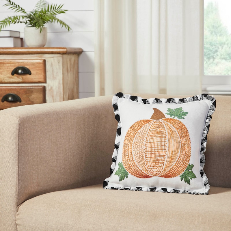 Annie Black Check Pumpkin Pillow 12x12