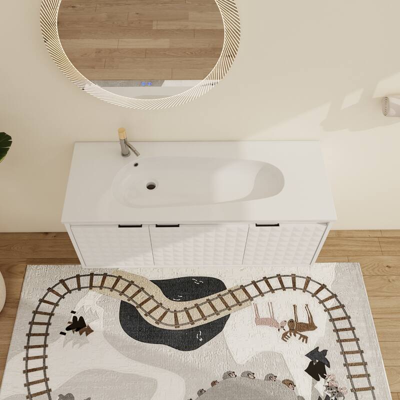 Malwee 24"/30"/36"/48" Floating Bathroom Vanity, Wall Mounted Bathroom Vanity with Resin Top,Soft Close Doors