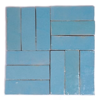 Handmade Moroccan Zellige tile 2x6inch Bejmat in Pewter Blue