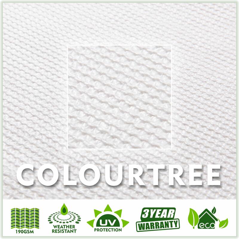 ColourTreeUSA Square Custom Size White Sun Shade Sail HDPE Mesh Fabric Screen Canopy UV Block 190 GSM