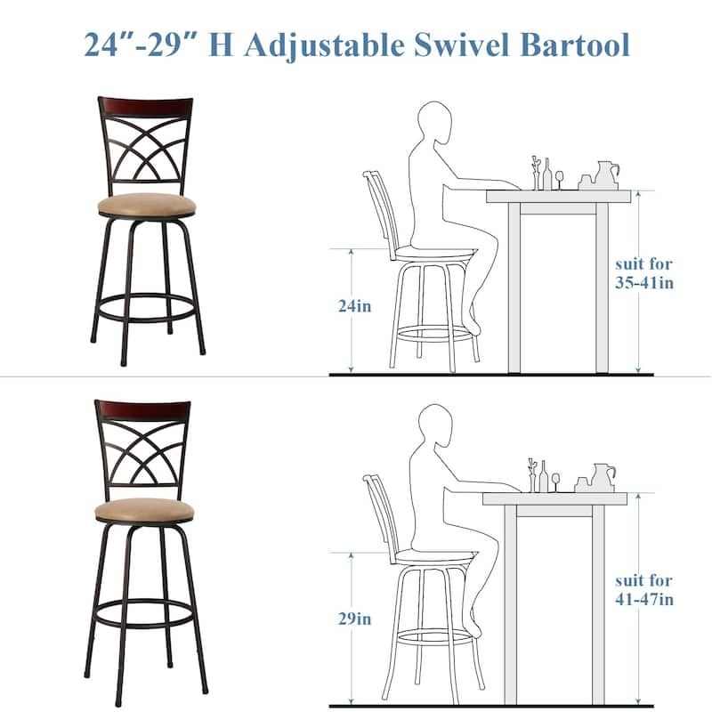 Javlergo Set of 2/Set of 4 Bar Stools, Adjustable-Height Swivel Counter Stools