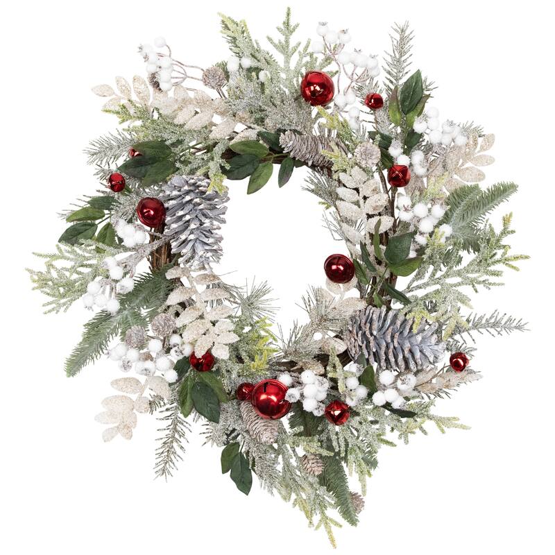 Frosted Pinecones and Berries Artificial Christmas Wreath - 24" - Unlit