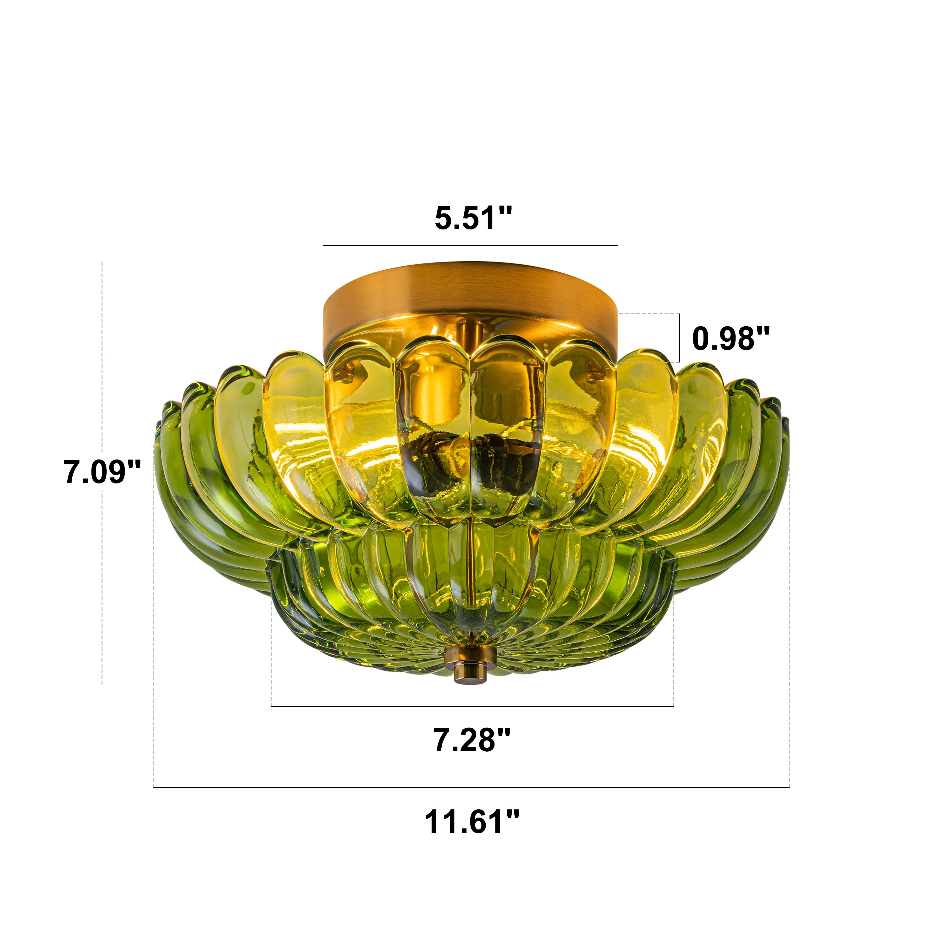 Starsky Modern 3-light Glass Semi Flush Mount Ceiling Light - On