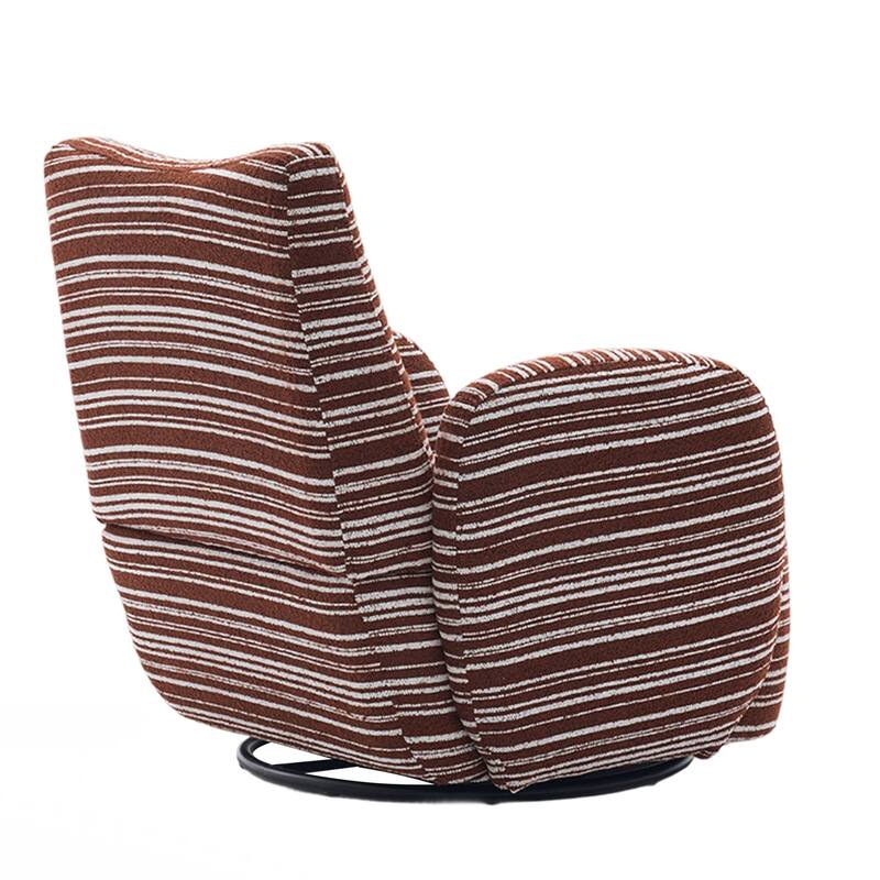 Modern Style 360° Swivel Leisure Chair Fabric Striped Armrest Swivel Chair and metal bracket, suitable for living room, balcony