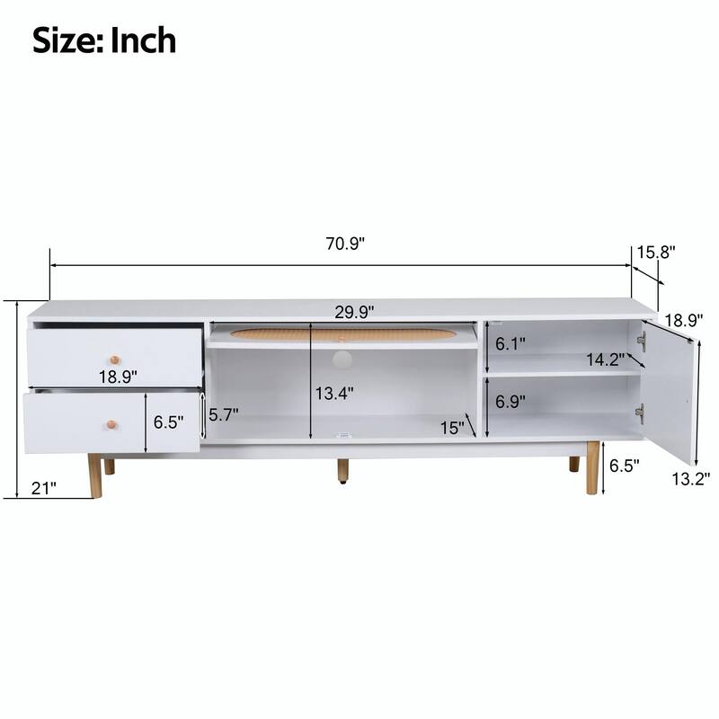 70 Inch TV Stand for TVs up to 80 Inch - Minimalist TV Console Table with Drawers