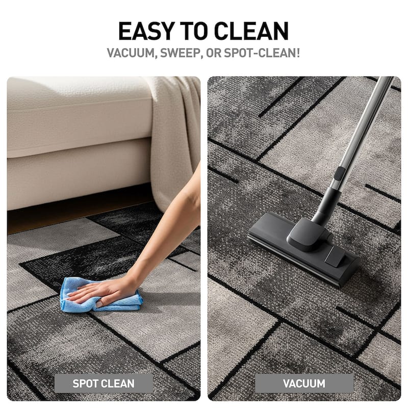 Modern Linear Area Rug for Living Room, Bedroom, or Entryway - Low Pile Indoor Rug