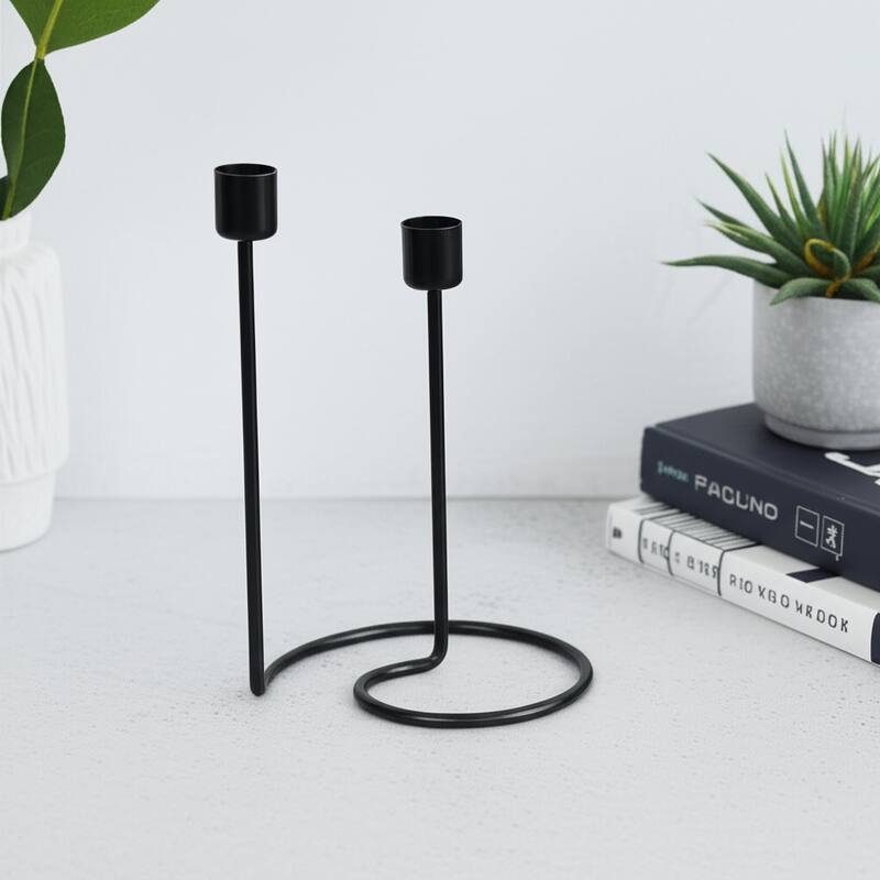 Metal Modern Swirl 2-Taper Candle Holder